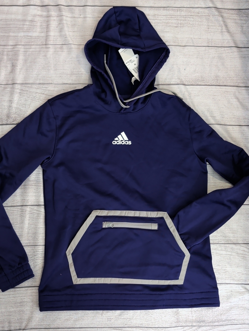 adidas Purple Pullover Hoodie with Contrast Trim